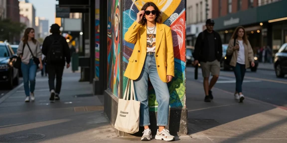 Fashion tips showcased by a stylish young woman in an urban setting, emphasizing individuality and creativity.