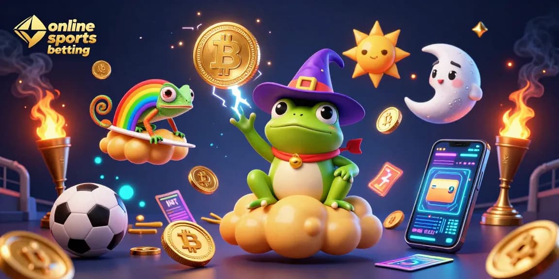 Engage in online sports betting with vibrant characters and dynamic gaming elements in this 3D art.