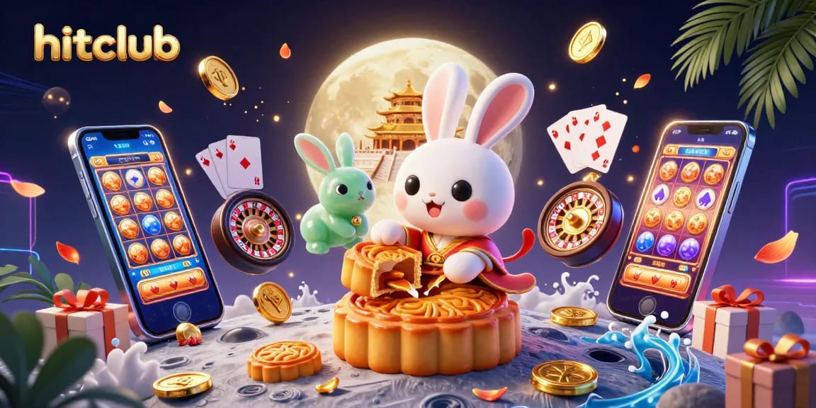 Experience the excitement of hitclub's casino games with a vibrant 3D illustration showcasing dynamic gameplay.