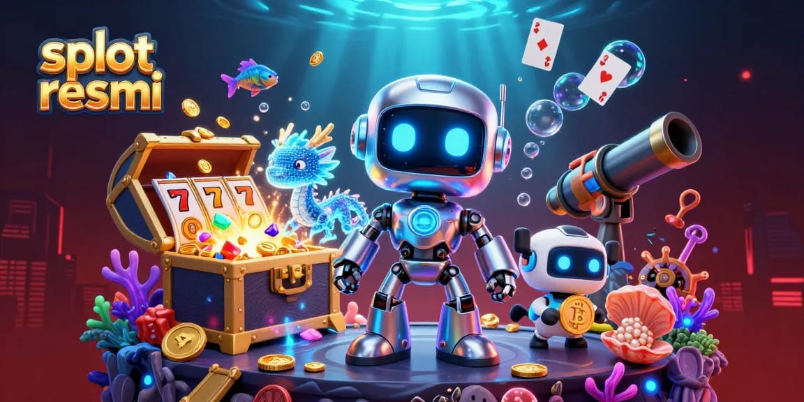 Engage with slot resmi gameplay in a dynamic 3D scene featuring advanced cybernetic characters and casino elements.
