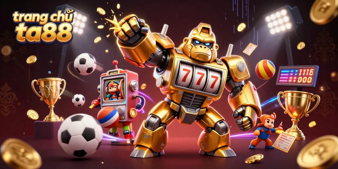 Engage in dynamic gameplay on trang chủ ta88 with a vibrant 3D casino illustration showcasing action-packed elements.