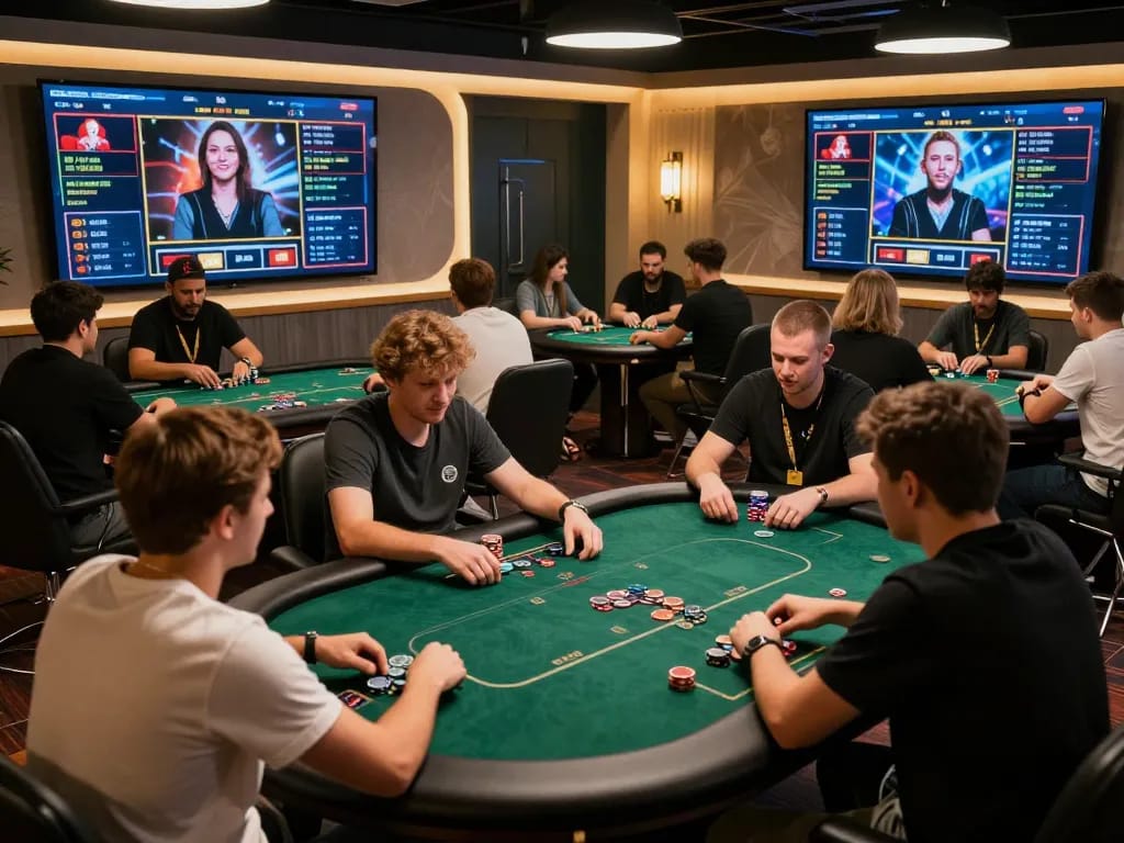 Engage with vb88 poker games in a dynamic online environment, showcasing players and live dealer interactions.