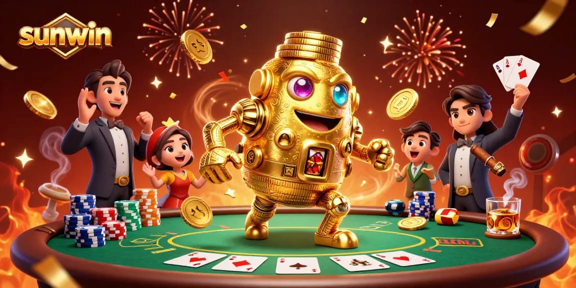 Experience thrilling wins in sunwin's vibrant casino scene with golden golems and poker action.