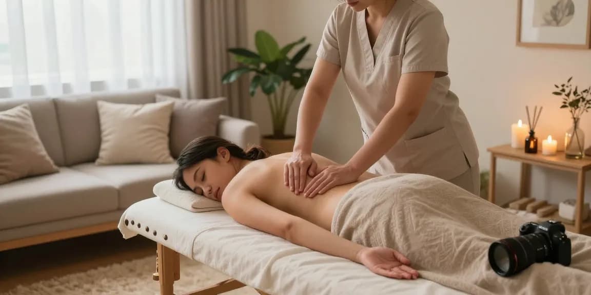 Experience 동탄출장안마 with a professional therapist in a serene home environment.