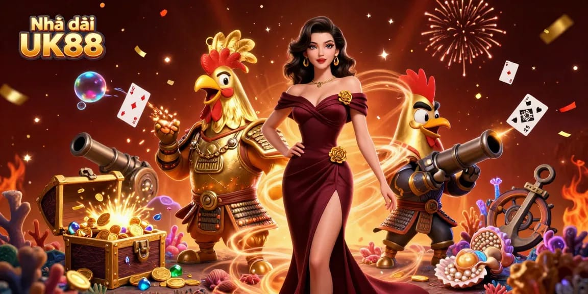 Experience a winning strategy at Nhà cái UK88 with a glamorous backdrop of casino elements and dynamic action.