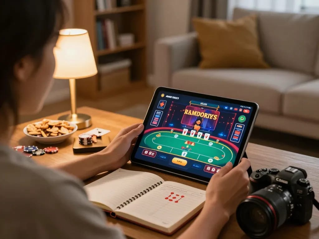 Engaging Go99 online casino gameplay on tablet at home, showcasing strategic betting