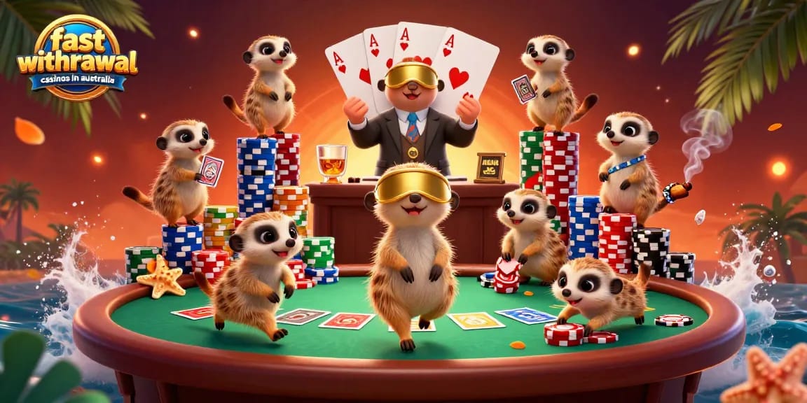 Experience the excitement of fast withdrawal casinos in Australia with meerkats managing thrilling games and quick payouts.