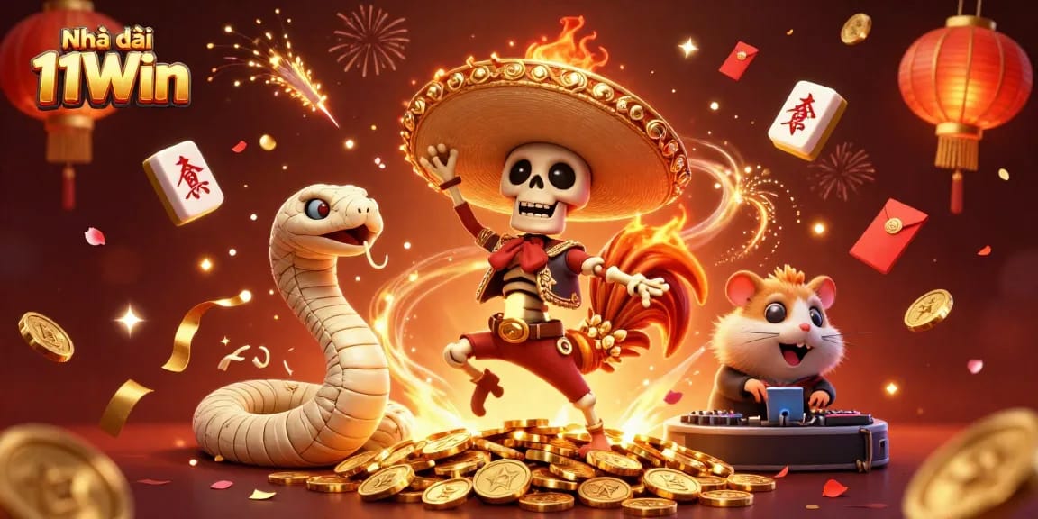 Engage with exciting games at Nhà cái 11Win featuring lively characters and vibrant casino elements.