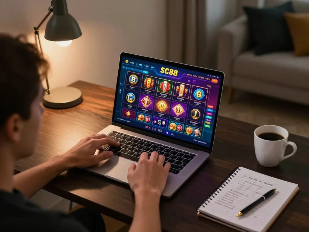 Engaged player enjoying online gaming on SC88 platform, showcasing dynamic gaming experience