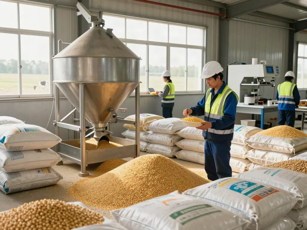 ROKOK88 livestock feed production facility ensuring quality with grain inspections.