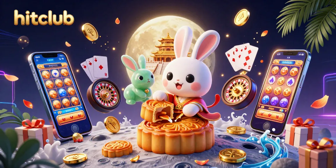 Experience the excitement of hitclub's casino games with a vibrant 3D illustration showcasing dynamic gameplay.