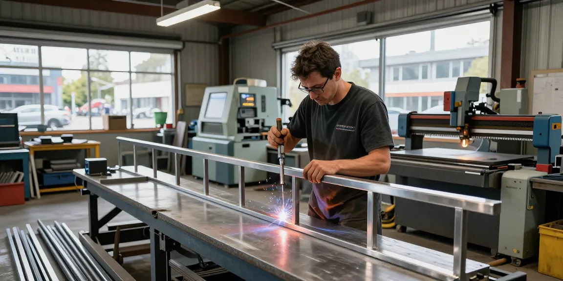 Crafting custom metalwork in North Vancouver's modern workshop setting.
