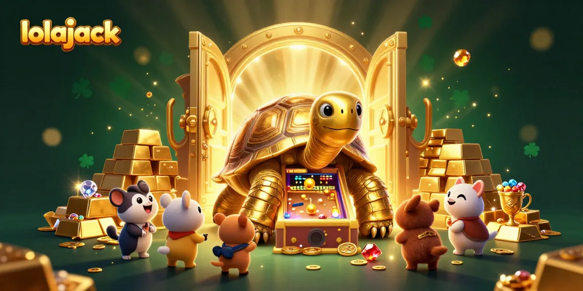 Experience winning excitement with lolajack's vibrant 3D casino scene featuring a playful golden tortoise.