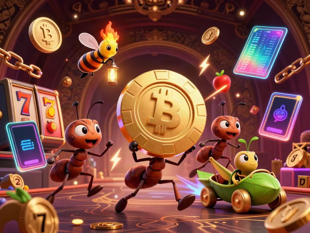Experience thrilling gameplay with Winbeatz platform, featuring ants escaping with a giant poker chip in a vibrant casino heist scene.