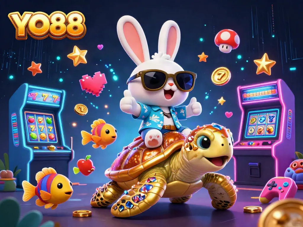 Experience winning with YO88 in this vibrant 3D casino-themed illustration filled with excitement.