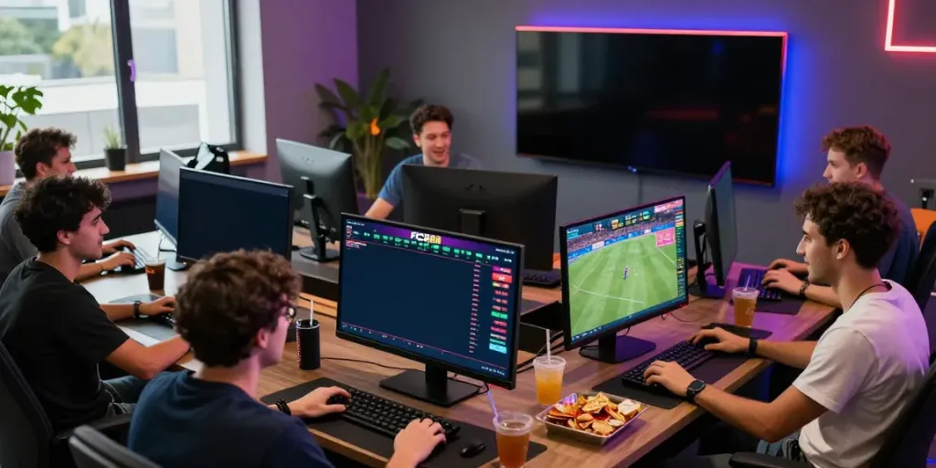 Exciting players engaging with FC88 platform for online betting, showcasing a modern gambling environment.