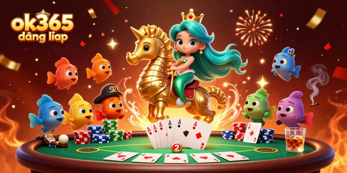 Experience the thrills of ok365 đăng nhập as a mermaid princess wins big at the poker table in a vibrant 3D casino.