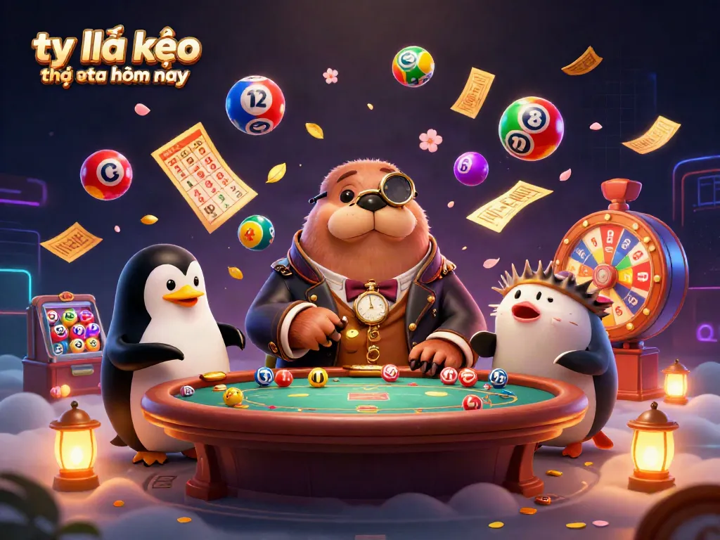 Engage with tỷ lệ kèo nhà cái hôm nay through an exciting poker scene featuring a walrus, penguin dealer, and bluffing pufferfish.