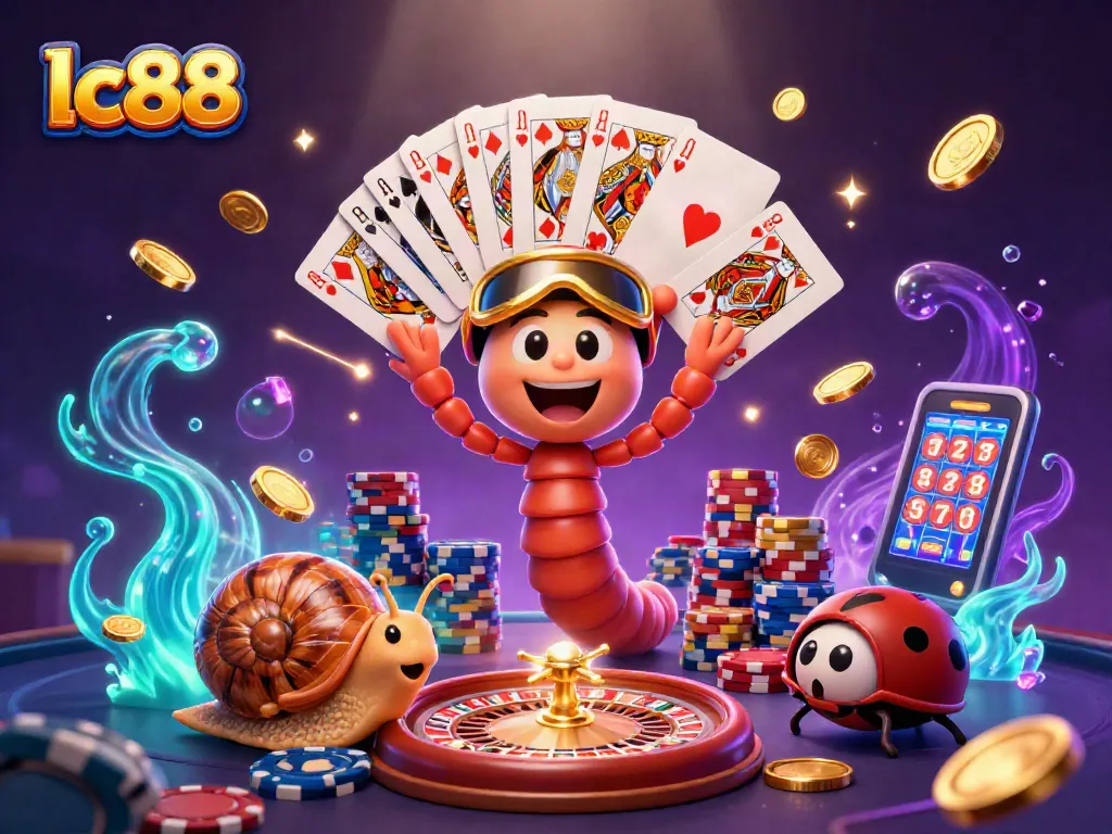Engage with lc88 by playing exciting games with a whimsical millipede dealer and vibrant casino elements.