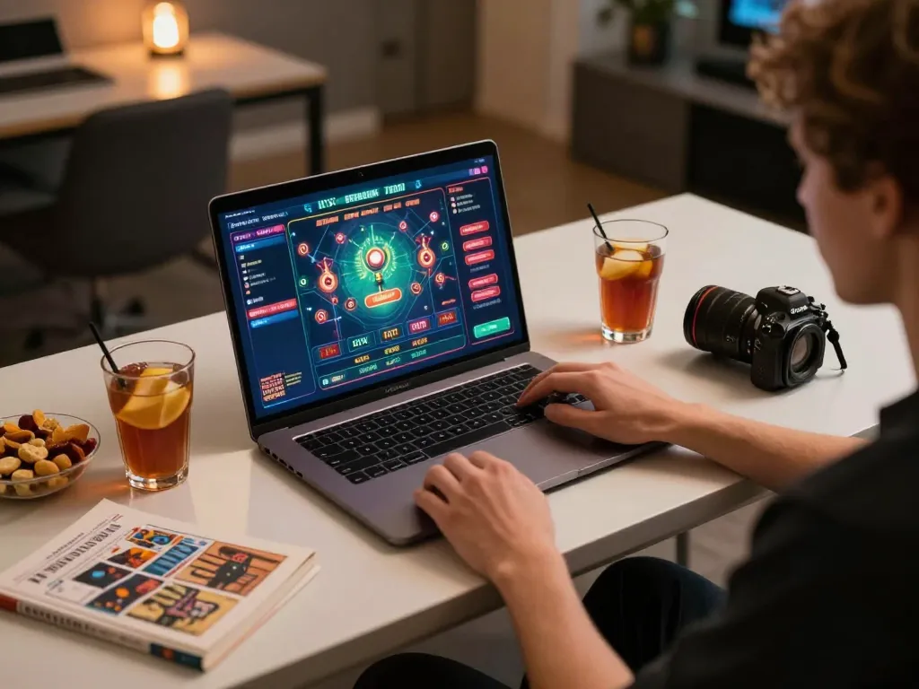 Lu 88 player enjoying an online casino experience with vibrant interface and strategic notes.