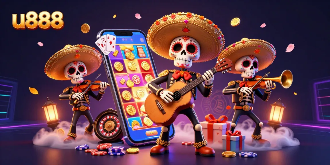 Spin the reels and celebrate with the u888 mariachi band in this vibrant casino scene.