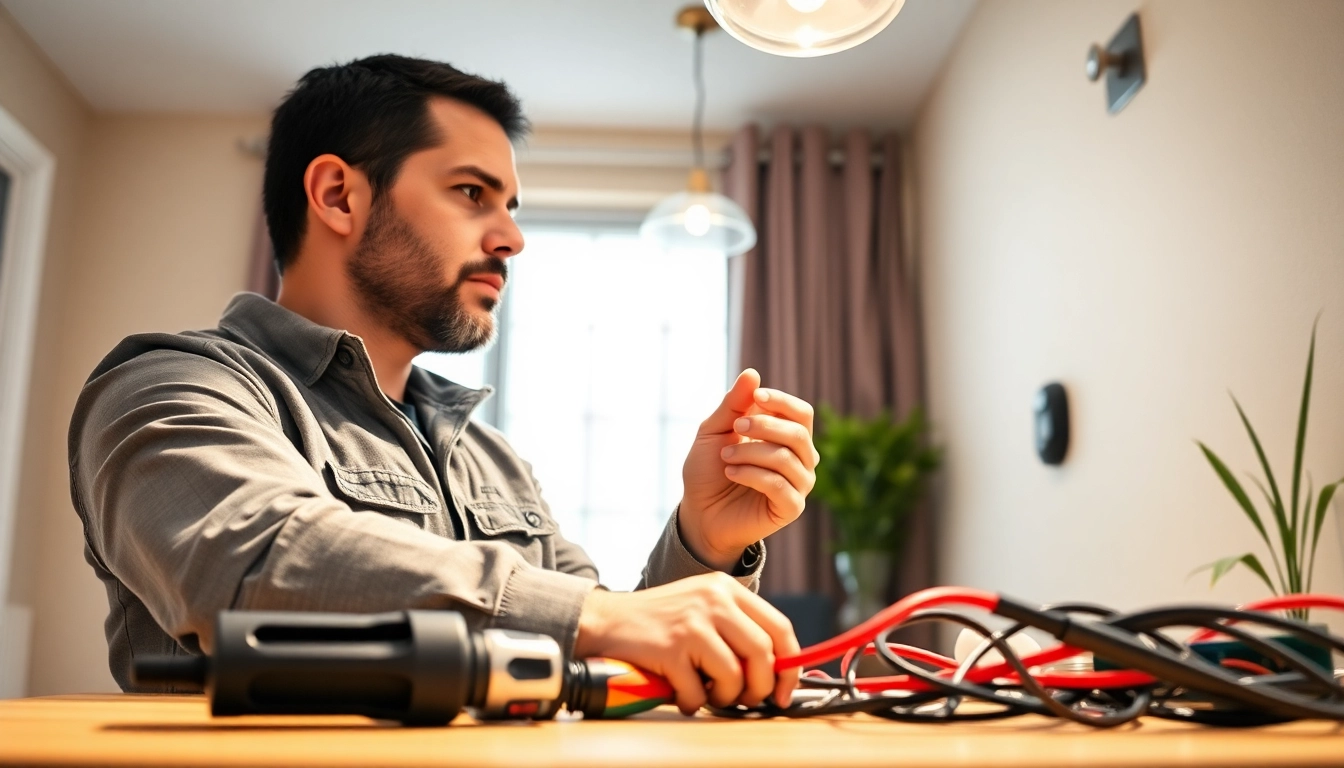 A skilled Vancouver electrician expertly installing modern lighting fixtures in a home.