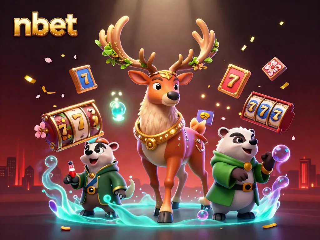 Engage in the excitement of nbet with a vivid 3D casino scene featuring enchanting characters and dynamic game elements.